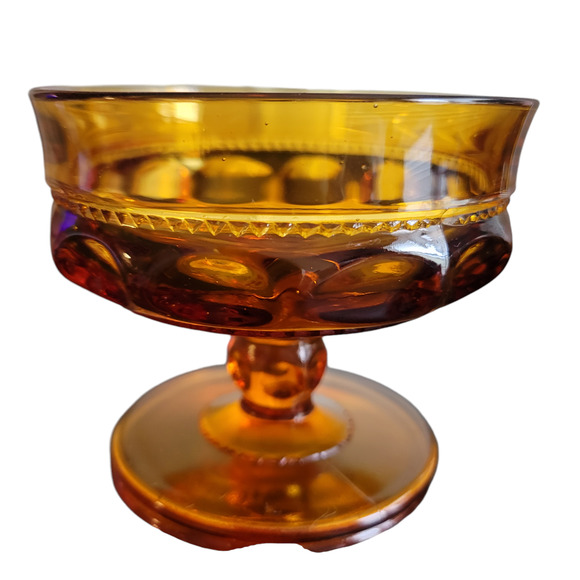 MCM  Sherbet Fruit Dessert Cup Round Gold Crown by Indiana Glass Fall Set of 2 - Picture 4 of 7